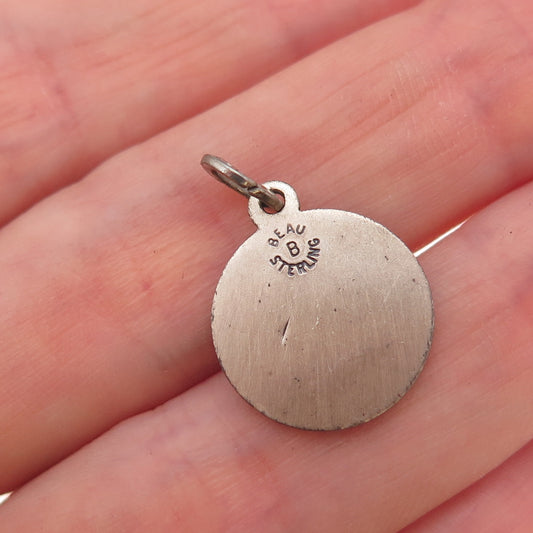 Beau 925 Sterling Silver Vintage Cross Praying Hands Oxidized Charm Pendant