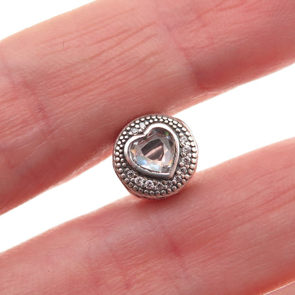 Pandora 925 Sterling Silver C Z Essence Passion Heart Slide Bead Charm