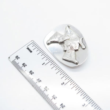 925 Sterling Silver Vintage Handmade Abstract Pin Brooch