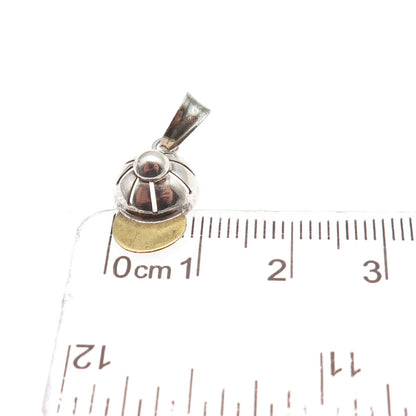 925 Sterling Silver 2-Tone Vintage Italy Baseball Cap 3D Mini Charm Pendant