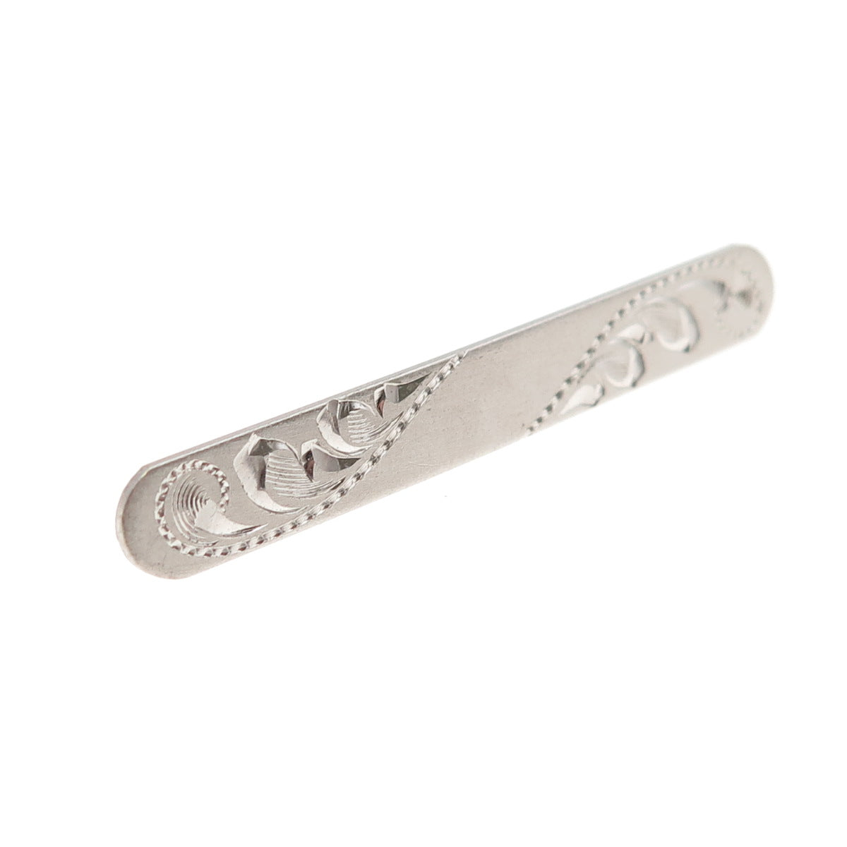 925 Sterling Silver Vintage Engraved Floral Bar Pin Brooch
