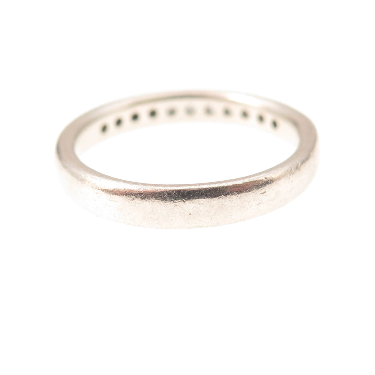 Vintage Platinum Real Diamond Half Eternity Stackable Ring Size 6.5