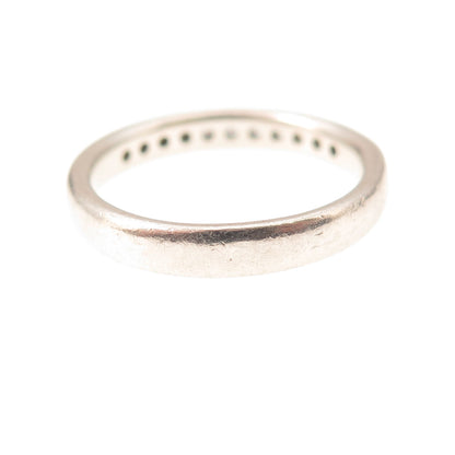 Vintage Platinum Real Diamond Half Eternity Stackable Ring Size 6.5
