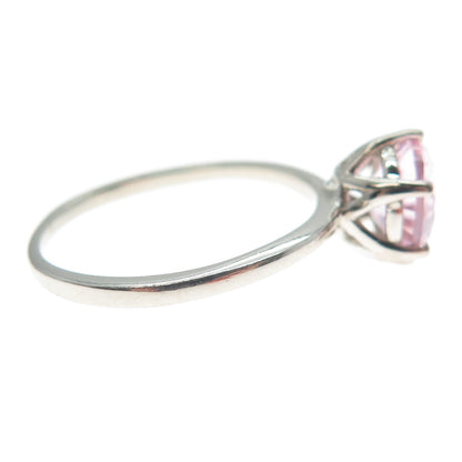 DAZZLERS 925 Sterling Silver Round-Cut Nano Pink Topaz Ring Size 7