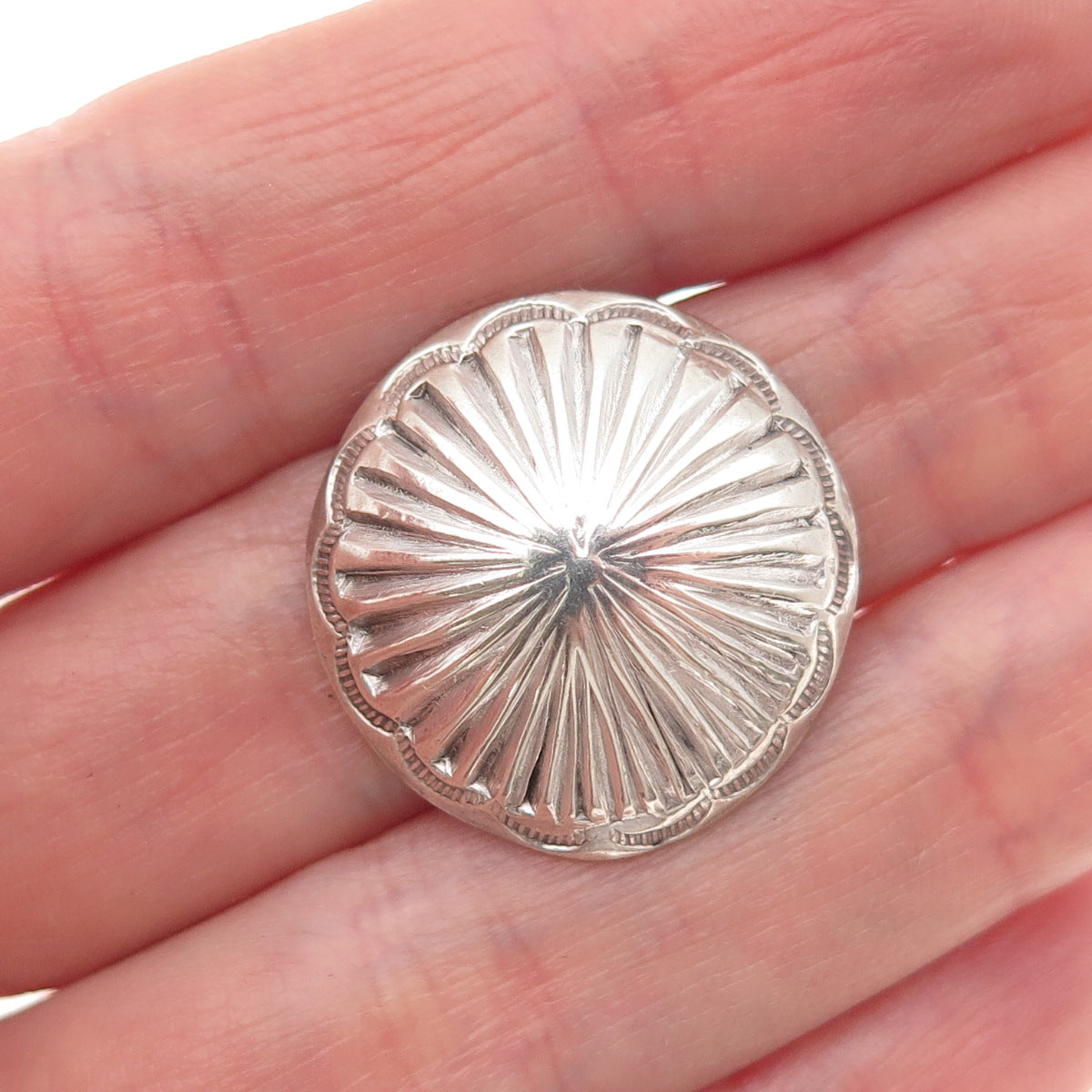 Old Pawn 925 Sterling Silver Vintage Southwestern Oxidized Tribal Concho Button