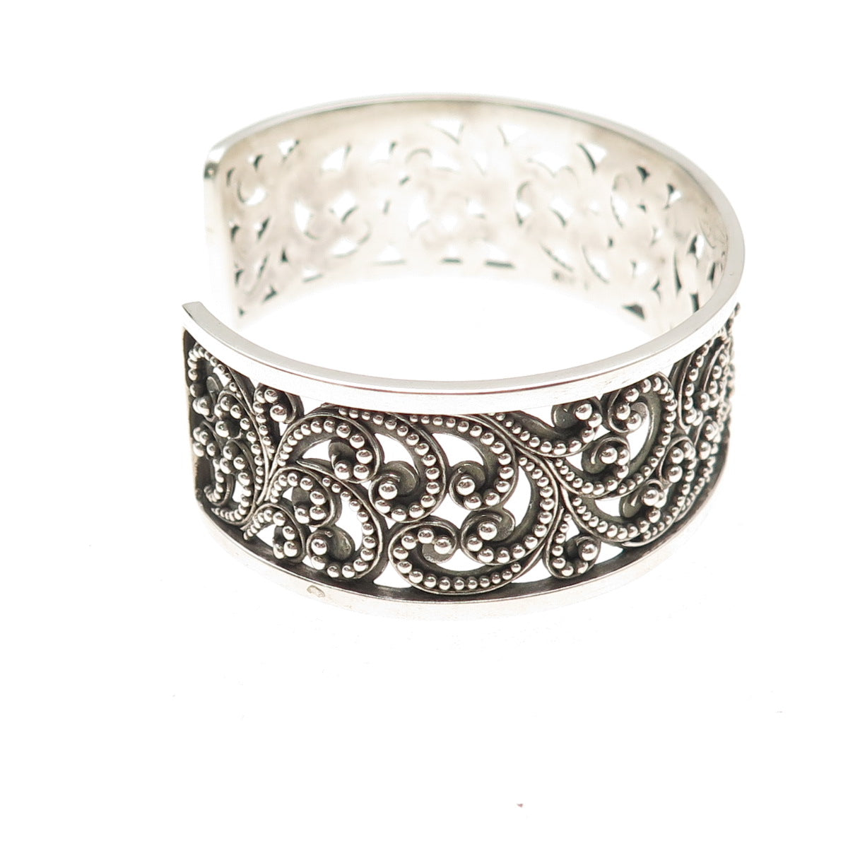 Lois Hill 925 Sterling Silver Vintage Granulated Scroll Adjustable Bracelet 7"