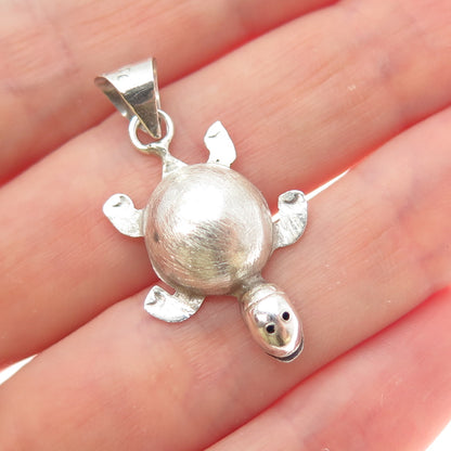 925 Sterling Silver Vintage Mexico Turtle 3D Charm Pendant