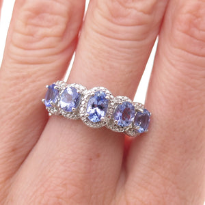 Chuck Clemency 925 Sterling Silver Real Oval-Cut Tanzanite Ring Size 7.75