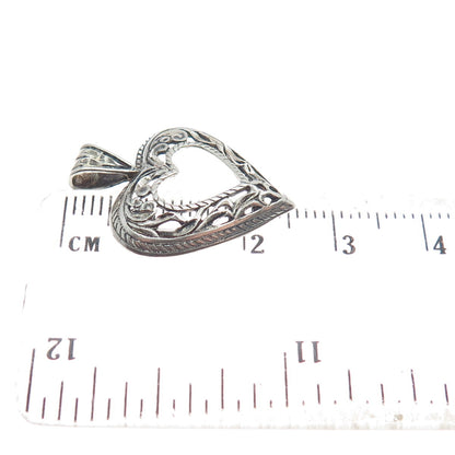 MORNING SUN INC 925 Sterling Silver Vintage Open Heart Pendant