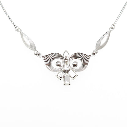 LORAN SIM 925 Sterling Silver Antique Art Deco Rhinestone Chain Necklace 16"