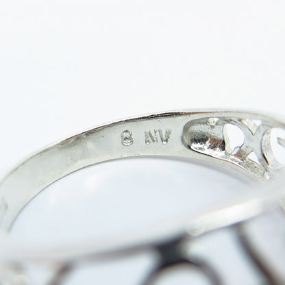 925 Sterling Silver Swirl Ornate Ring Size 8.25