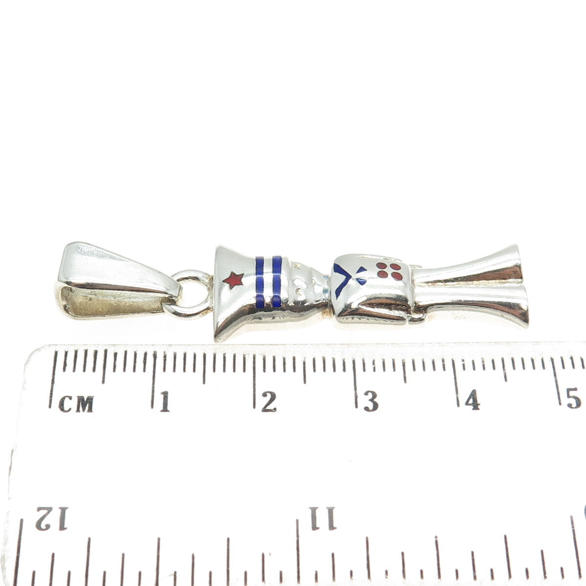925 Sterling Silver Vintage Italy Enamel Seafarer Pendant