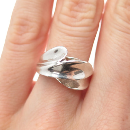 CELLINI 925 Sterling Silver Vintage Modernist Petal Ring Size 5.75