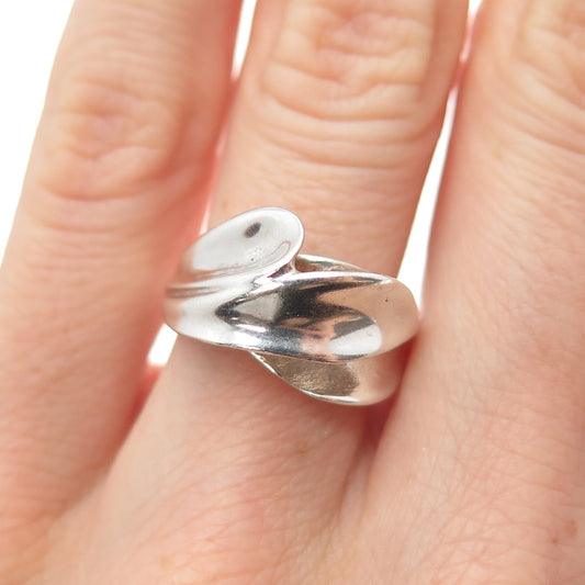 CELLINI 925 Sterling Silver Vintage Modernist Petal Ring Size 5.75