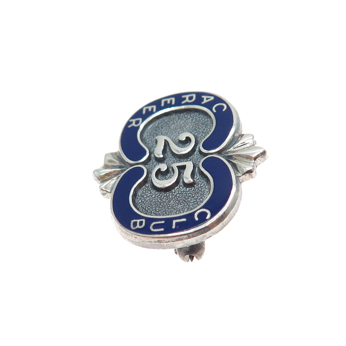 O.C. TANNER 925 Sterling Silver Vintage Enamel Career Club 25 Year Member Pin