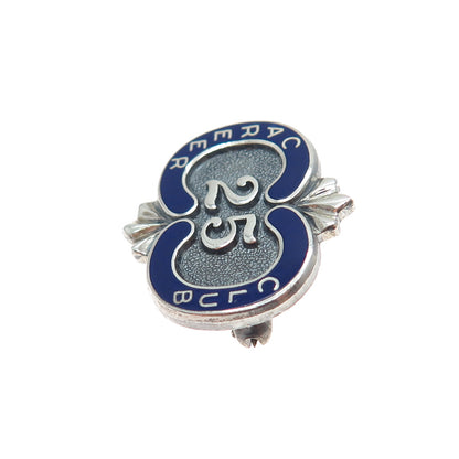 O.C. TANNER 925 Sterling Silver Vintage Enamel Career Club 25 Year Member Pin