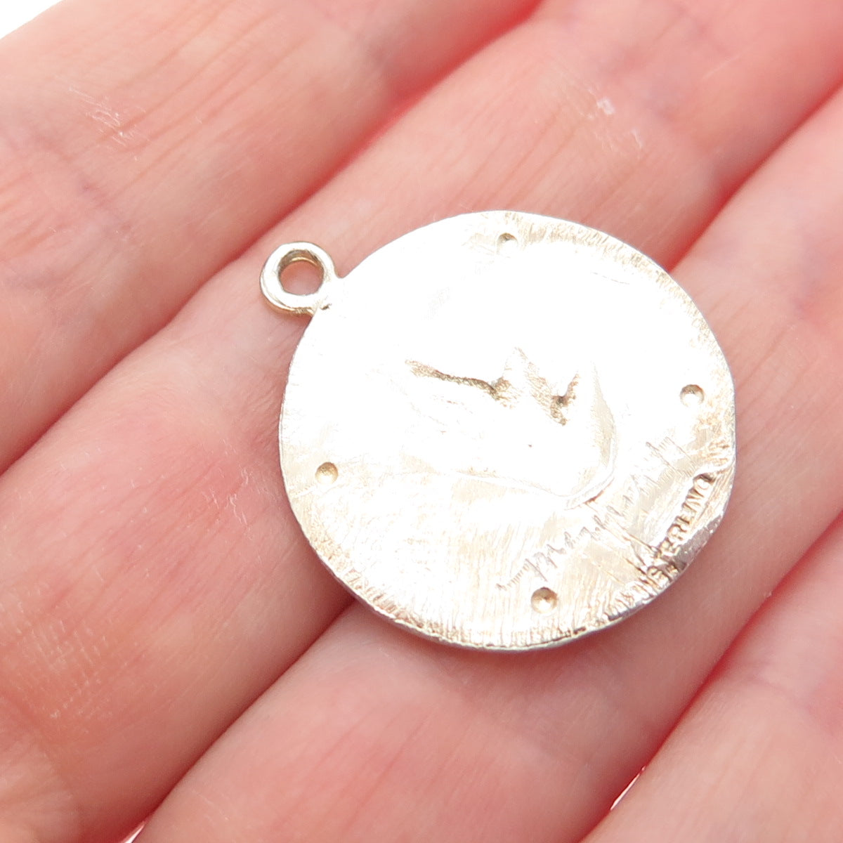 925 Sterling Silver Gold Plated Vintage Floral Leaf Seal Stamp Charm Pendant