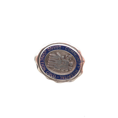 925 Sterling Silver Vintage Enamel 5 Years Service Community Hospital Pin Brooch
