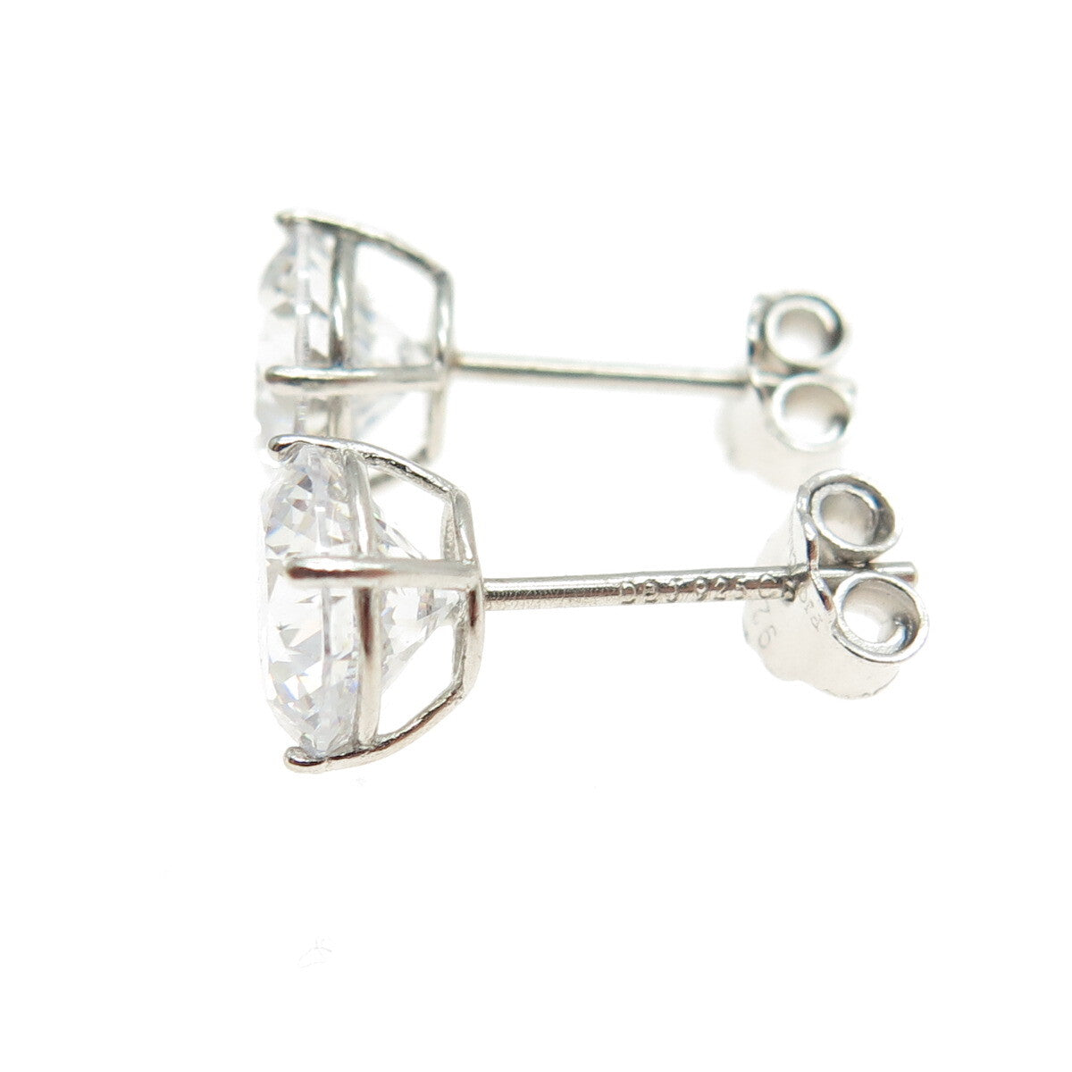 925 Sterling Silver Round-Cut C Z Stud Earrings