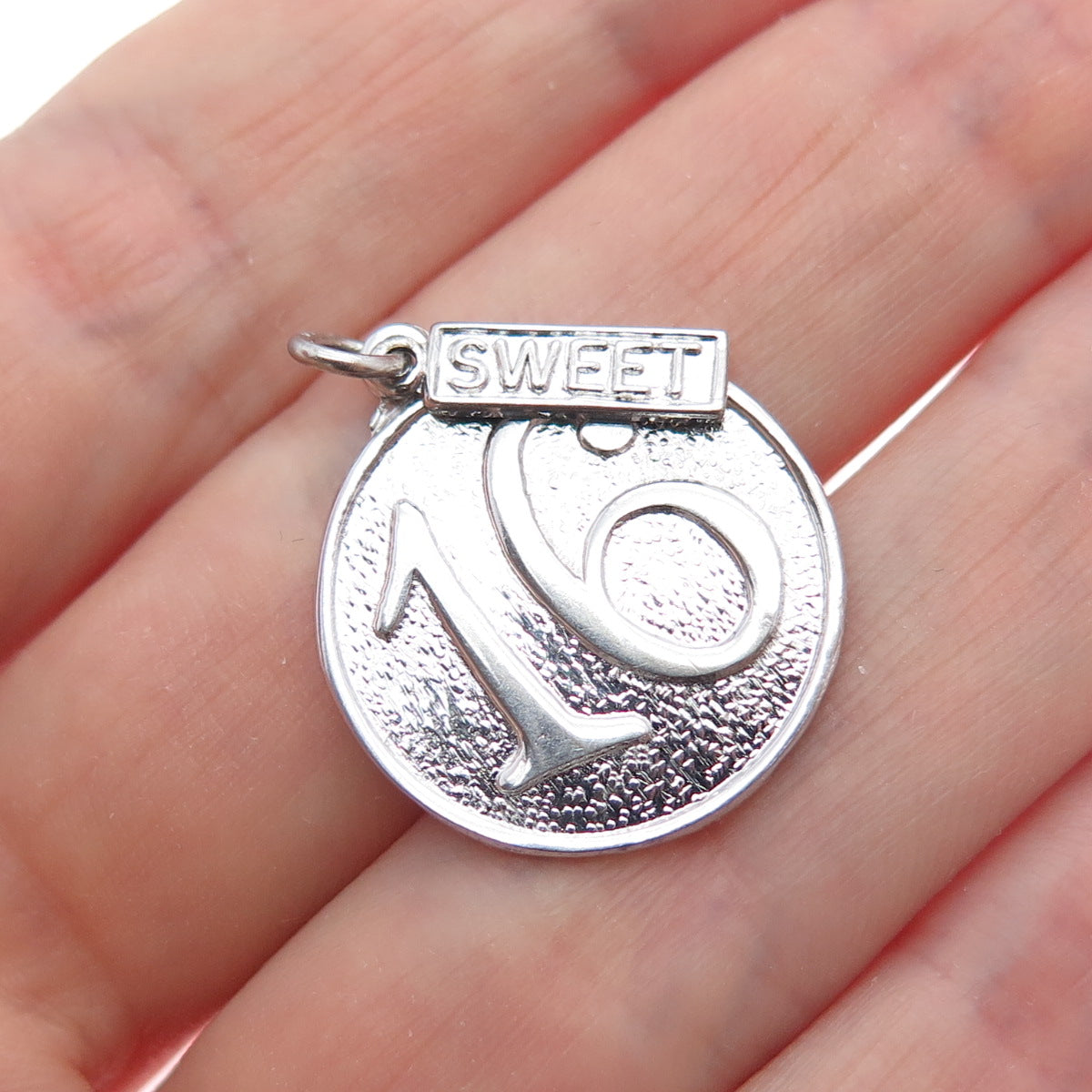 925 Sterling Silver Vintage Sweet 16 Tag Charm Pendant
