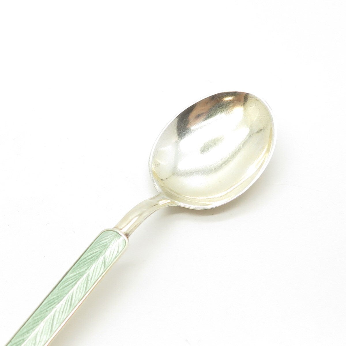 916H Silver Vintage 1950 Koruteollisuus Tillander Finland Guilloche Enamel Spoon