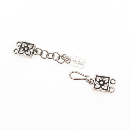 Tres Jolie 925 Sterling Silver Vintage Hook Lock Clasp Necklace Floral Ends
