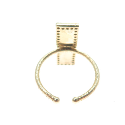 925 Sterling Gold Plated Champagne White Diamond Inlay Adjustable Ring Size 6.5