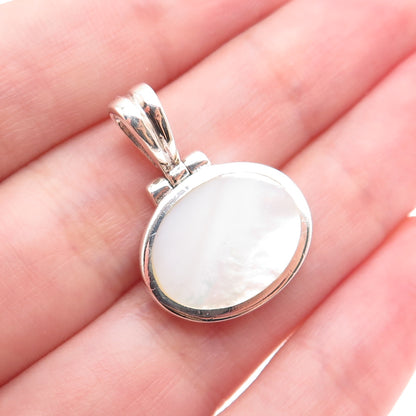 ATI ANNIKA WITT 925 Sterling Silver Vintage Real MOP Modernist Charm Pendant