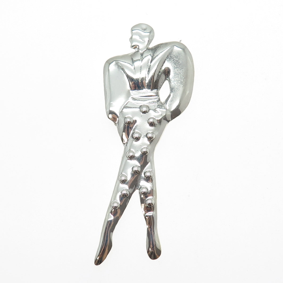 925 Sterling Silver Vintage Mexico Modernist Model Woman Pin Brooch