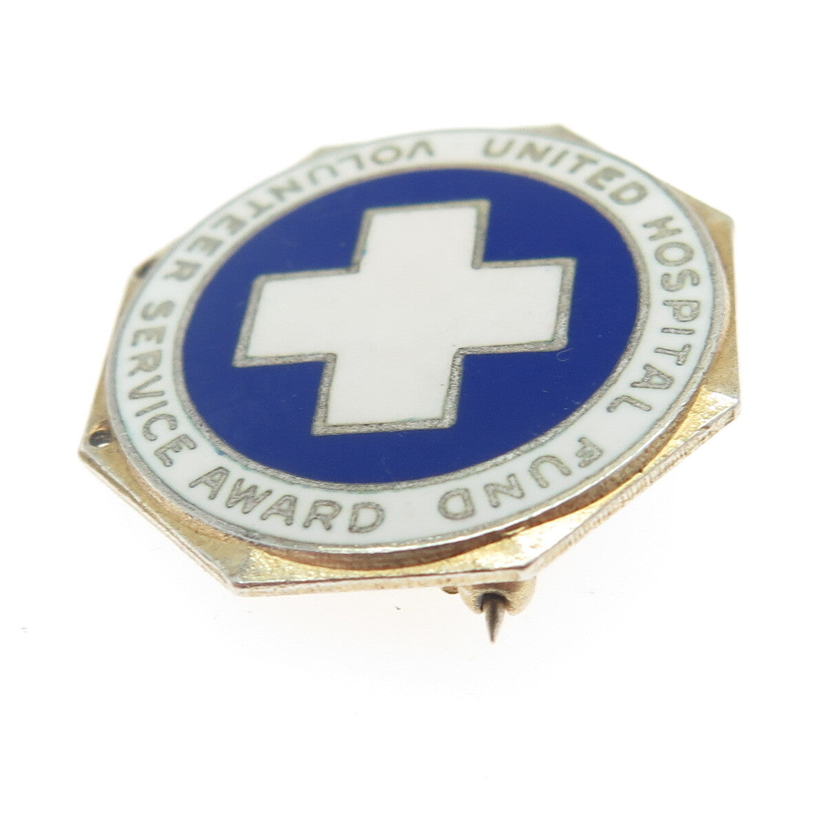 925 Sterling Silver Vintage Enamel United Hospital Fund Volunteer Service Brooch