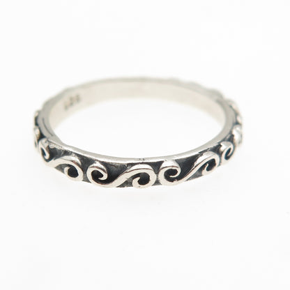 925 Sterling Silver Vintage Swirl Stackable Oxidized Band Ring Size 5