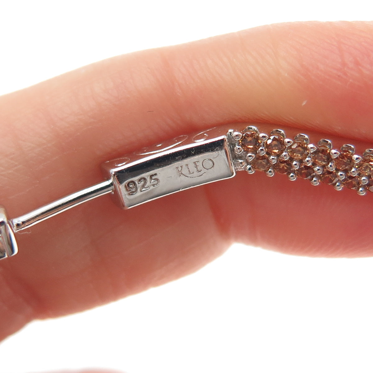 KLEO 925 Sterling Silver Round-Cut Cognac C Z In & Out Wavy Large Hoop Earrings