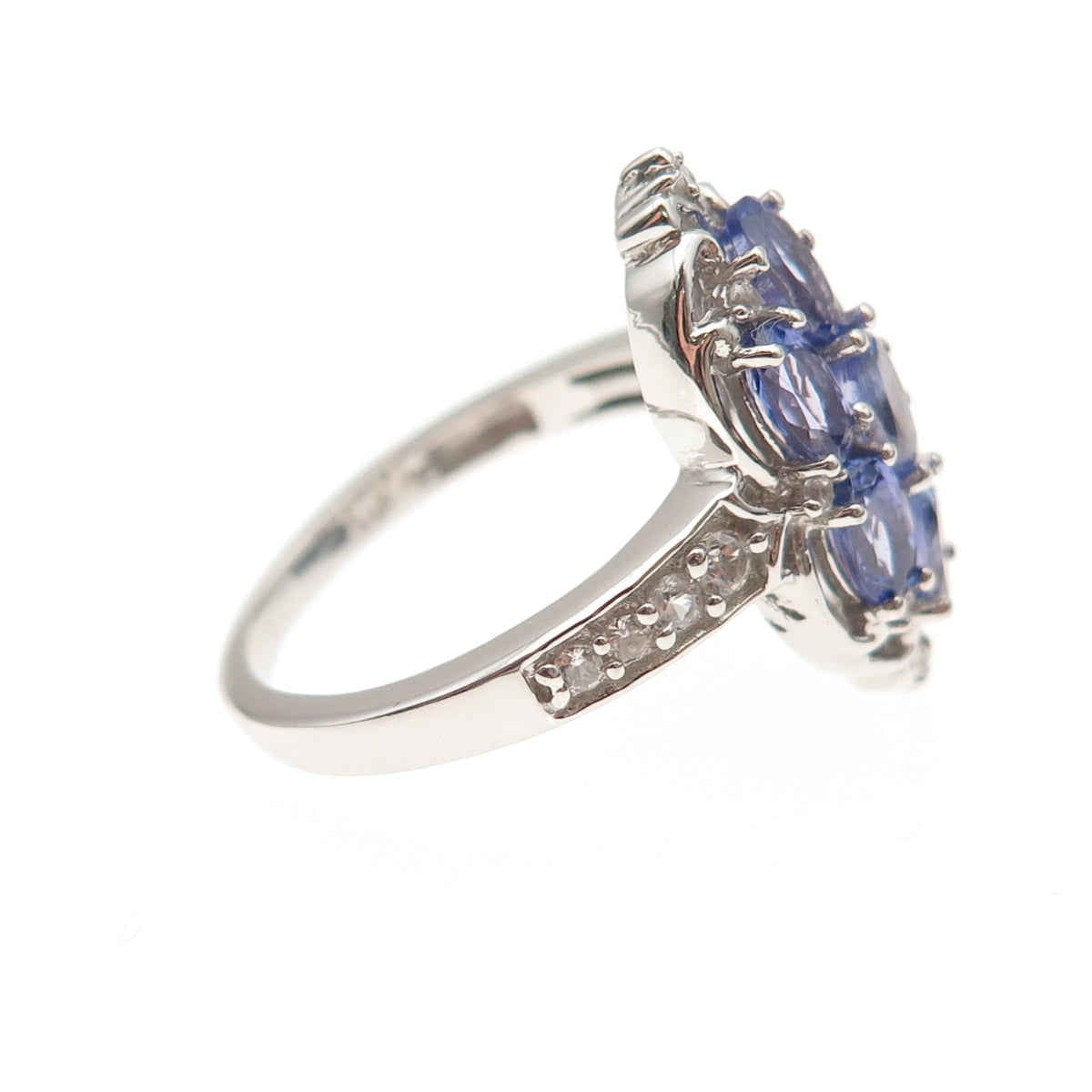 Chuck Clemency 925 Sterling Silver Real Tanzanite & White Topaz Ring Size 8