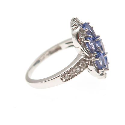 Chuck Clemency 925 Sterling Silver Real Tanzanite & White Topaz Ring Size 8