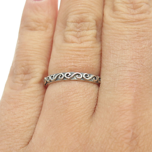 925 Sterling Silver Vintage Swirl Stackable Band Ring Size 5.5