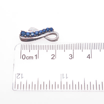 925 Sterling Real Topaz & Lab-Created Sapphire Dual Sided Ribbon Slide Pendant