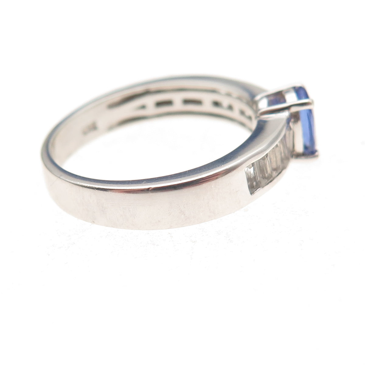 Chuck Clemency 925 Sterling Silver Real Tanzanite & White Topaz Ring Size 8.25