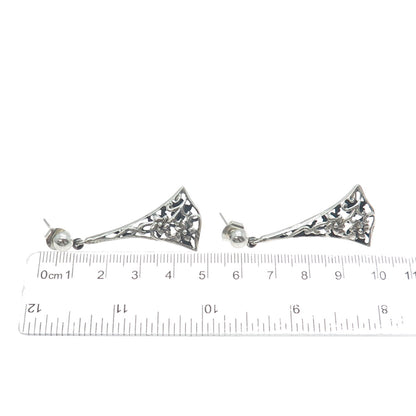 PLATELLA 950 Silver Vintage Floral Dangle Earrings