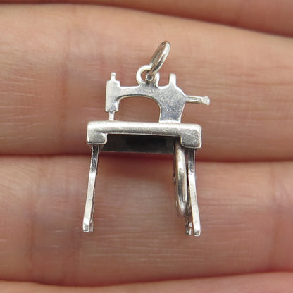 CARL ART 925 Sterling Silver Antique Art Deco Sewing Machine 3D Pendant