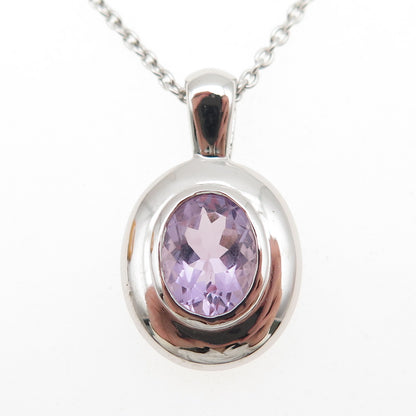 ANNIKA WITT 925 Sterling Silver Real Amethyst Cable Chain Necklace 16"