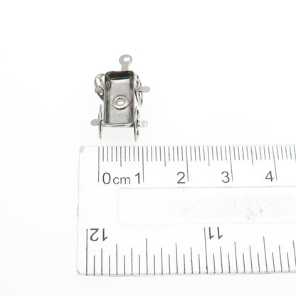 925 Sterling Silver Antique Art Deco Water Wagon Movable Mini 3D Charm Pendant