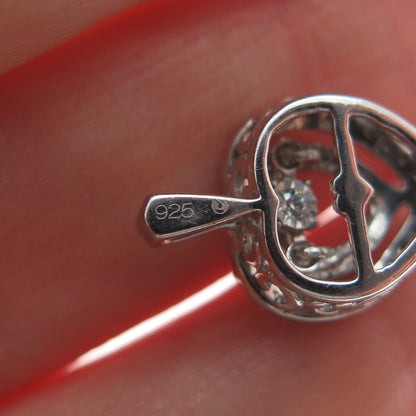 925 Sterling Silver Round-Cut C Z Double Heart Minimalist Charm Pendant