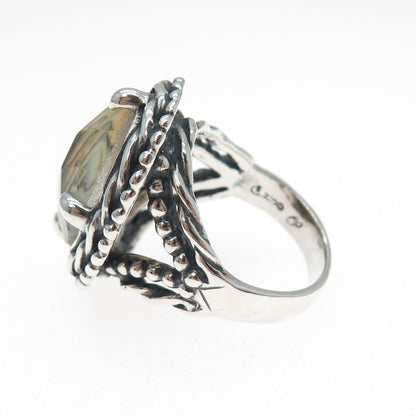 CAROLYN POLLACK 925 Sterling Silver Vintage Doublet Abalone Shell Ring Size 7.25