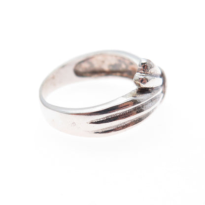 925 Sterling Silver Vintage Modernist Oxidized Ring Size 6.25