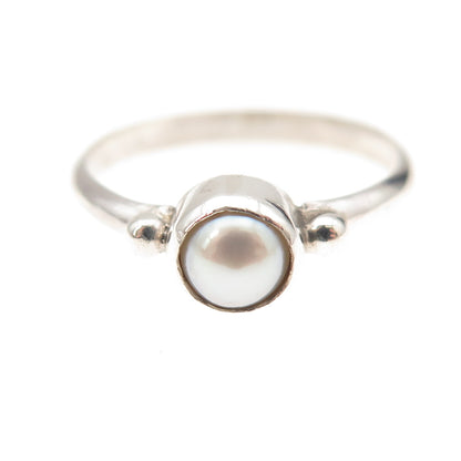 Colleen Lopez 925 Sterling Silver Vintage Real Pearl Ring Size 7.75