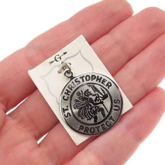 Griffith & Sons 925 Sterling Silver Vintage St. Christopher Medal Charm Pendant
