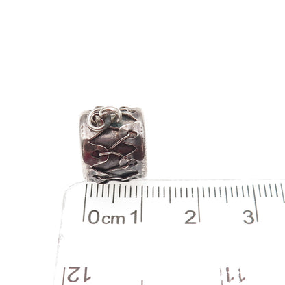 925 Sterling Silver Antique Art Deco Drum Oxidized 3D Mini Charm Pendant