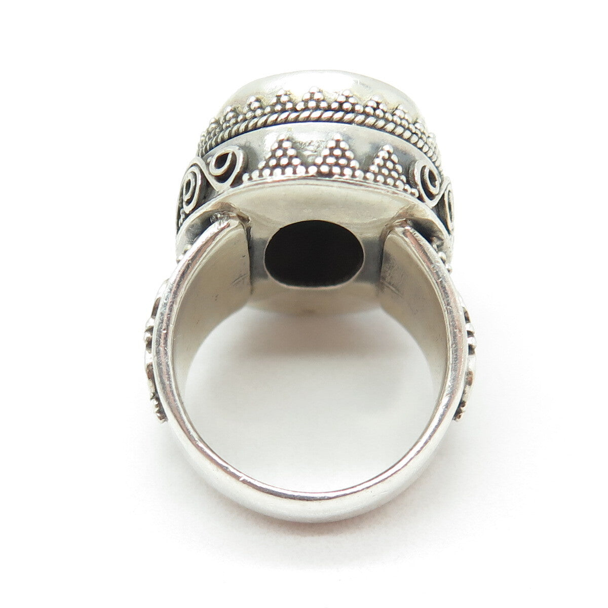 925 Sterling Silver Vintage Real Zoisite Ruby Granulated Swirl Ring Size 6