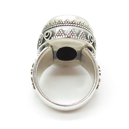 925 Sterling Silver Vintage Real Zoisite Ruby Granulated Swirl Ring Size 6