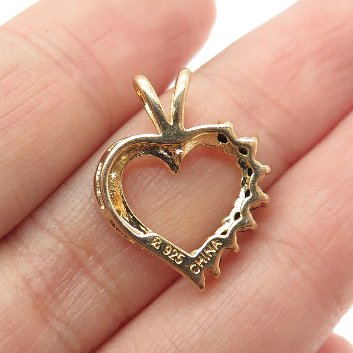 ROSS SIMONS 925 Sterling Silver 2-Tone Diamond Accent Sapphire Gem Heart Pendant